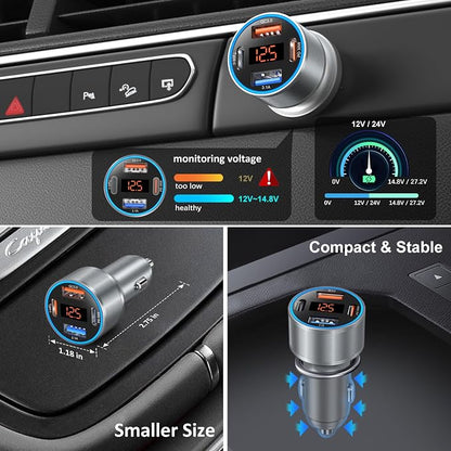 USB C Car Charger with Voltage Display, 3 Pack 65W Super Fast Charging Car - Image 5