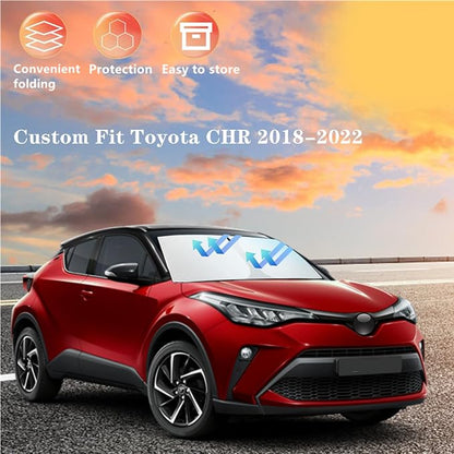 Windshield Sun Shade for 2018-2023 Toyota CHR Custom Fit Foldable Front Window - Image 3