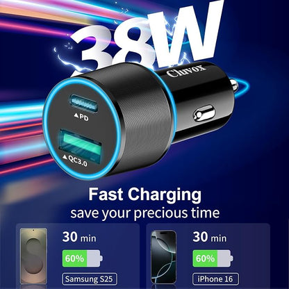 Cluvox 5 Pack USB C Car Charger, 38W Fast Charging - Image 3