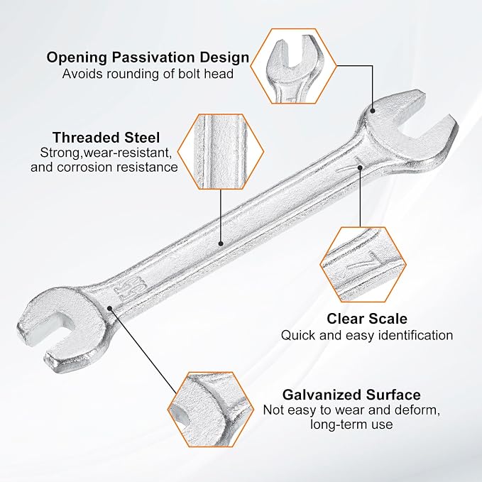 HARFINGTON 5pcs Double Open End Wrench 5.5mm x 7mm Metric 15 Degree Offset - Image 4