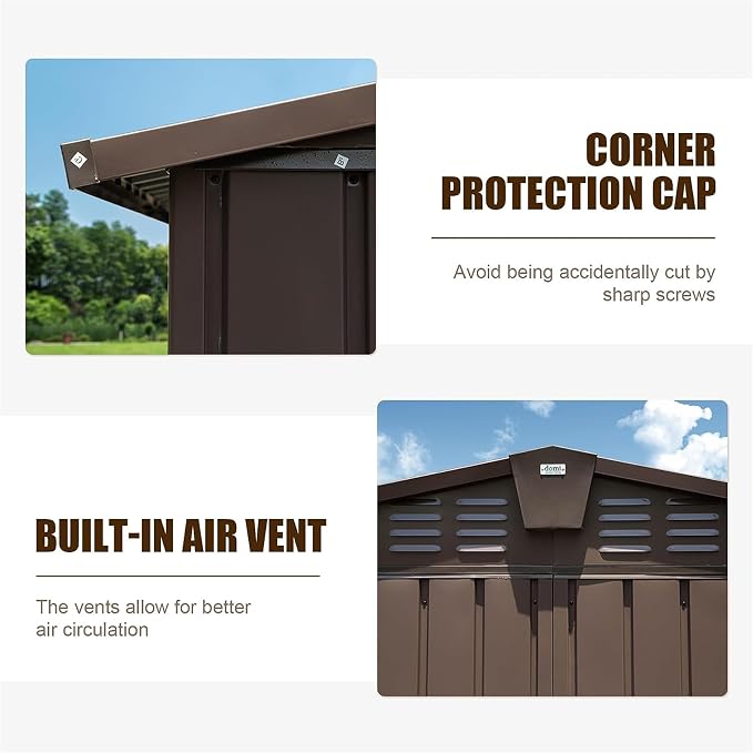 IKERY Large Galvanized Steel Storage Shed 11' x 9' - Image 4