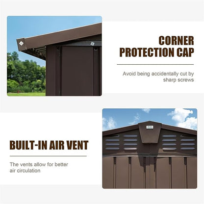 IKERY Extra Large Galvanized Steel Storage Shed 11' x 12.5' - Image 4