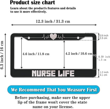 License Plate Protector Black and White License Plate Frames Nurse Life - Image 2