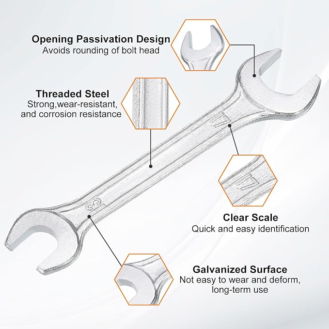 HARFINGTON 2pcs Double Open End Wrench 13mm x 17mm Metric 15 Degree Offset - Image 4