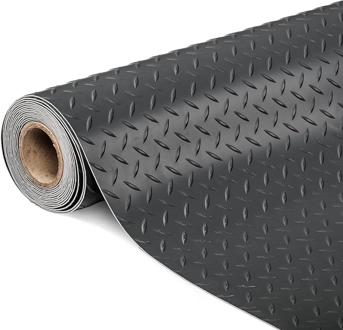 TUFFIOM 7.5x22 FT Garage Floor Mat, Thickened Diamond Plate PVC Garage Mats by TUFFIOM