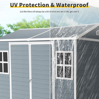 8x6 FT Outdoor Storage Shed, Resin Garden Shed - Image 2