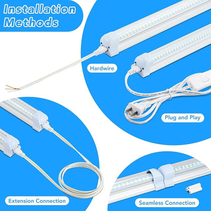 4 Pack 2FT T8 LED Shop Lights, 30W Integrated Tube Light, 4800LM 6000-6500K - Image 3
