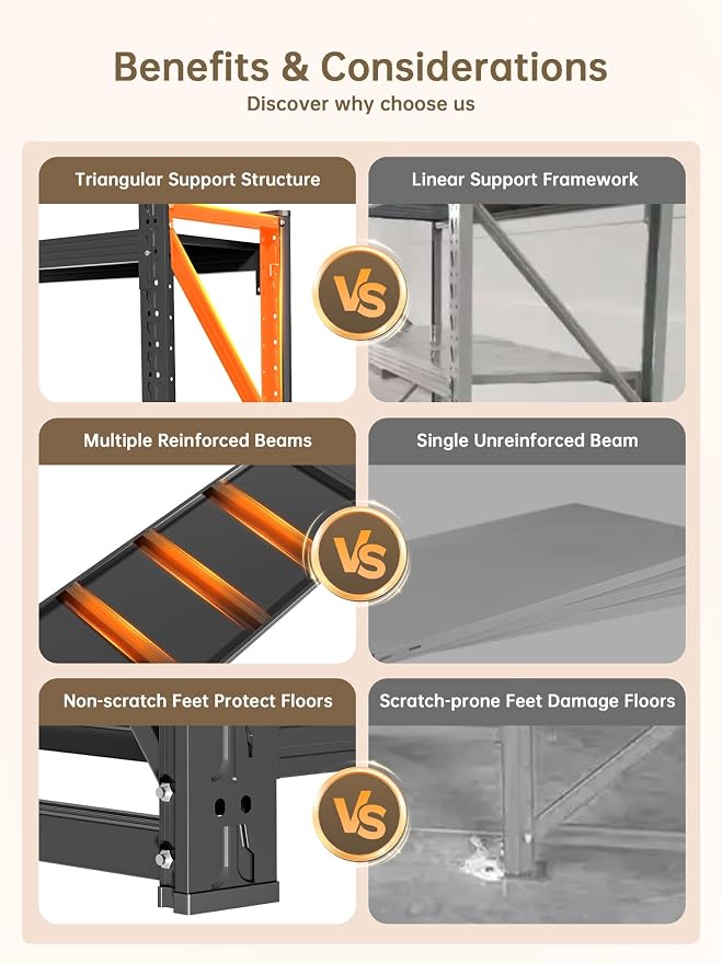 4-Tier Storage Shelves, Adjustable Industrial Metal Shelf System, 400lbs - Image 4
