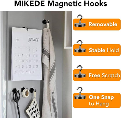 MIKEDE Magnetic Hooks Heavy Duty, 150LB+ Strong Black Magnets Hooks - Image 4