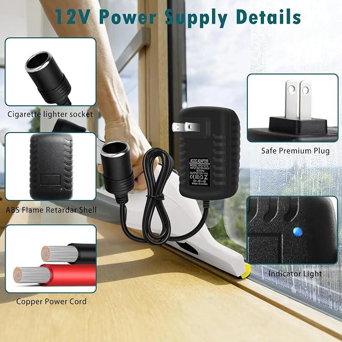 inShareplus 12V 1A 12W AC to DC Converter, 12 Volt Cigarette Lighter Adapter - Image 5