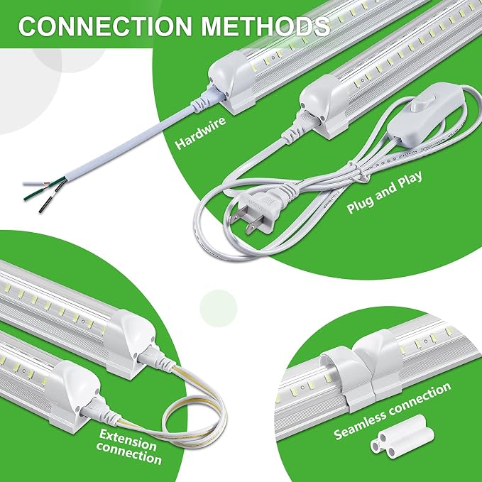 8Pack 8FT LED Shop Light Garage Light, 100W 6000K White Light 15000LM Super - Image 4