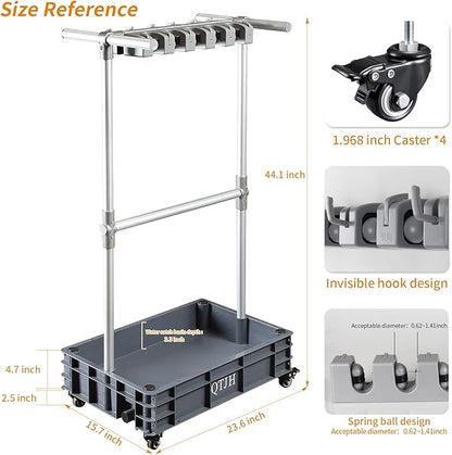 Broom mop holder cleaning supplies organizer janitorial carts on wheels - Image 7