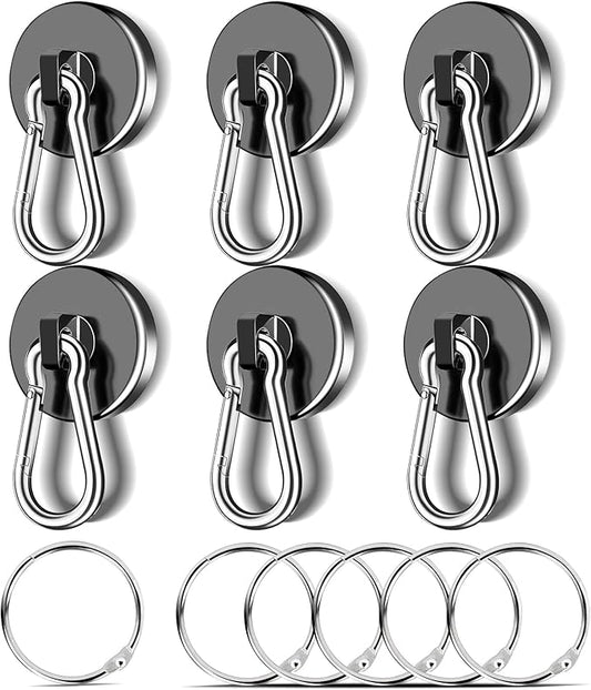 MIKEDE 6 Pack Strong Magnetic Hooks, 70LBS Pull Force Neodymium Magnetic Hooks by MIKEDE