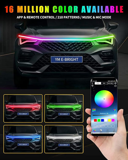 RGB Hood Light Strip with Sequential Turn Signal Indicator Function Waterproof - Image 5