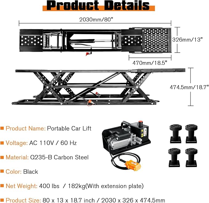 Jocisland Portable Car Lift, Capable of Lifting 7000 LBS Quick Jack - Image 2