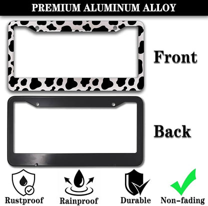 License Plate Frames Black and White License Plate Frame Animal Cow Print White - Image 3