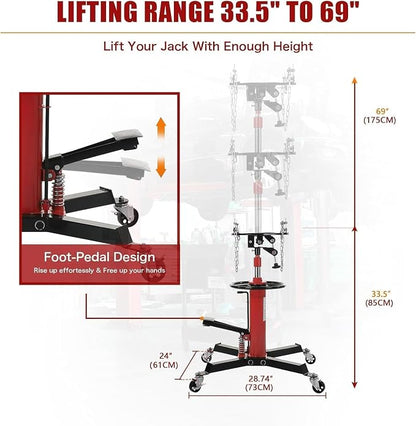 Transmission Jack 1322 LBS Hydraulic Telescoping 2-Stage Lift Jack Stand - Image 2