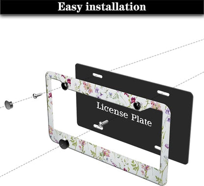 License Plate Cover Multicolor License Plate Frames Folk Flower Hippie Boho - Image 7
