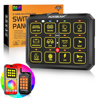 Auxbeam 12 Gang Switch Panel Bluetooth RGB AC-1200 by Auxbeam