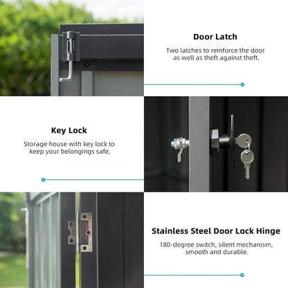 IKERY Galvanized Steel Storage Shed 6.5' x 4.2' - Image 5
