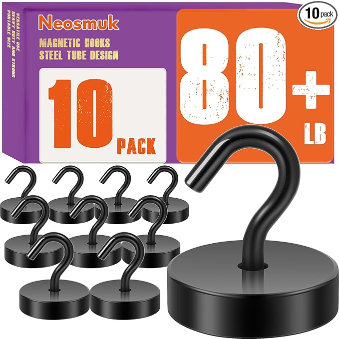 Neosmuk Magnetic Hooks, Cruise Ship Essentials, 80lb+ Heavy Duty Magnetic Hooks by Neosmuk