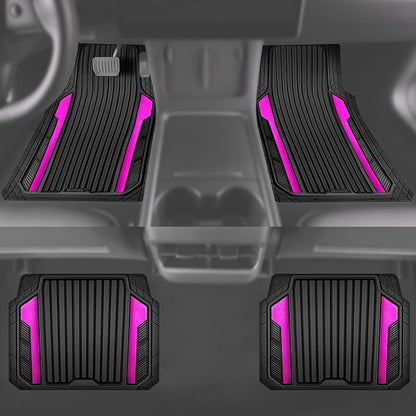 CAR PASS Heavy Duty Rubber Car Mats Metallic, Aluminum Film All Weather Floor - Image 5