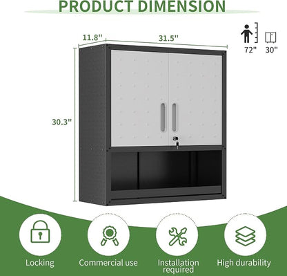 Metal Tool Cabinet, Garage Storage Cabinet System, Wall Cabinet & Locking - Image 3