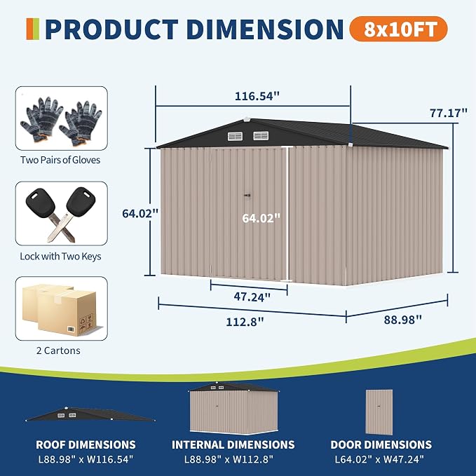 8x10x6.4 FT Outdoor Storage Sheds - Image 2