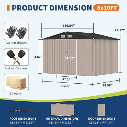 8x10x6.4 FT Outdoor Storage Sheds - Image 2