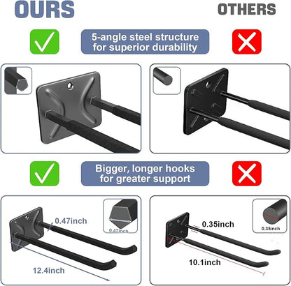 WALMANN Garage Hooks, Heavy Duty 12-inch Wall Hooks - Image 7