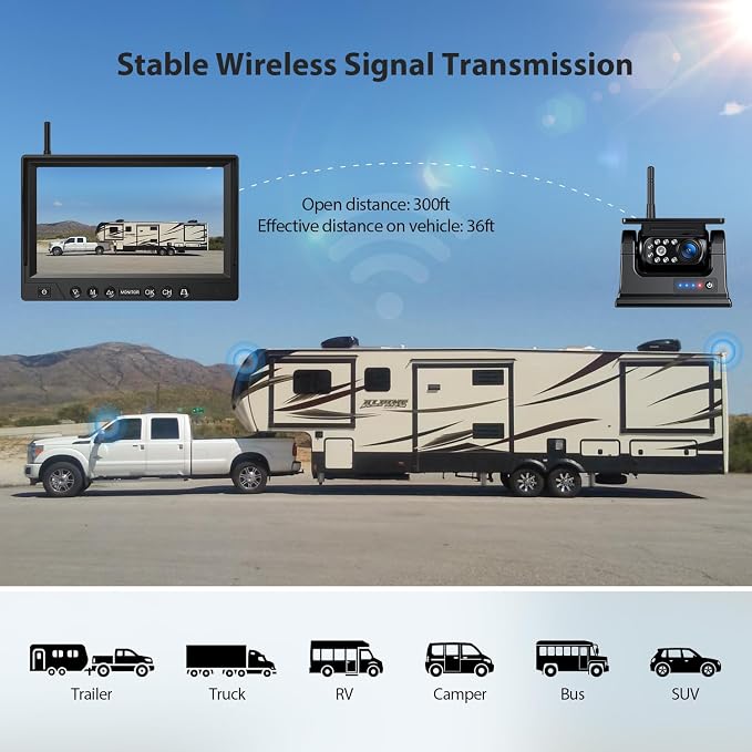4 Magnetic Solar Wireless Backup Camera HD1080P 9" Loop Recording Monitor - Image 7