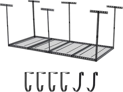 Overhead Garage Storage Rack 4x8 FT, Steel Ceiling Shelves 660lb Capacity by JustSmart