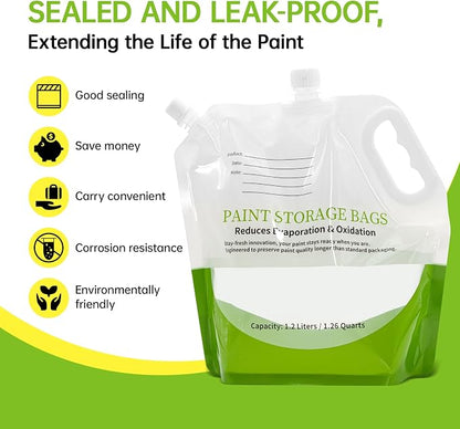 4 Pcs Paint Storage Pack Bags, 1.2L Reusable Paint Saver Bags - Image 2