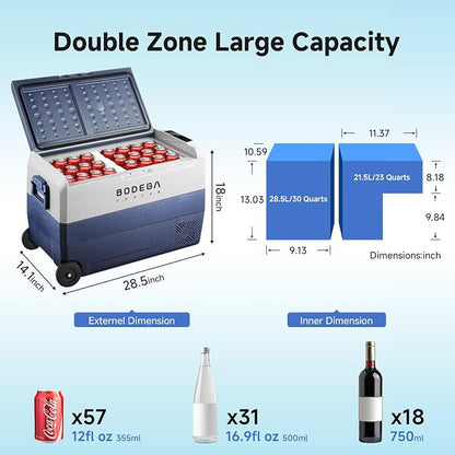 BODEGACOOLER 12 Volt Portable Refrigerator, 53 Quart Car Fridge Dual Zone - Image 4
