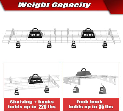 WALMANN 2 Pack Garage Wall Shelves, 2 x 4 ft/24 * 48 inch Wall Mounted Storage - Image 3