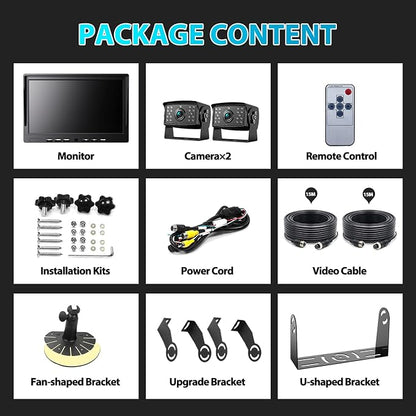 Fookoo Ⅱ HD Wired Backup Camera System Kit, 10 inch Dual Split Screen Monitor - Image 7