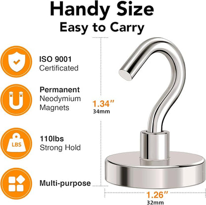 MIKEDE Magnetic Hooks Heavy Duty, 110LB+ Strong Magnet - Image 4
