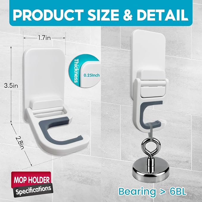 Broom Holder Wall Mount, 2 Pack Broom and Mop Organizer Wall Hanging Self - Image 4