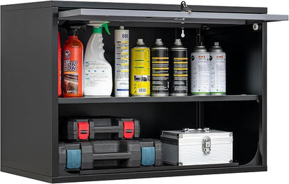 Metal Storage Cabinet Black&Gray Wall Cabinets by Fesbos