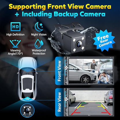 PLZ 7" Wireless Double Din Car Stereo Apple Carplay Radio Screen - Image 5
