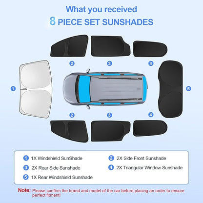 8pcs Car Window Shades for Chrysler Pacifica 2017-2025 Accessories, Windshield - Image 7