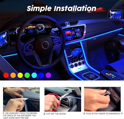 USB Car LED Lights, Interior Car Lights Strip 7 Colors Ambient Lighting - Image 5