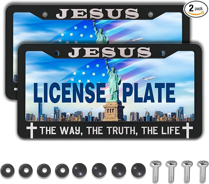 License Plate Frames Black and White Car Plate Frames Jesus The Way The Truth by Unknown