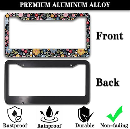 License Plate Protector Multicolor License Plate Frames Colorful Floral Flowers - Image 3