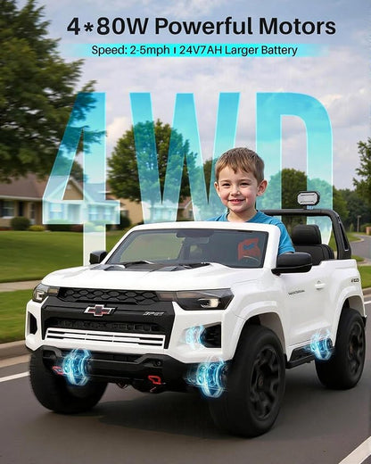 Joywhale 24V Ride on Truck 4WD Kids Electric Vehicle Licensed Chevorlet Ride on - Image 2