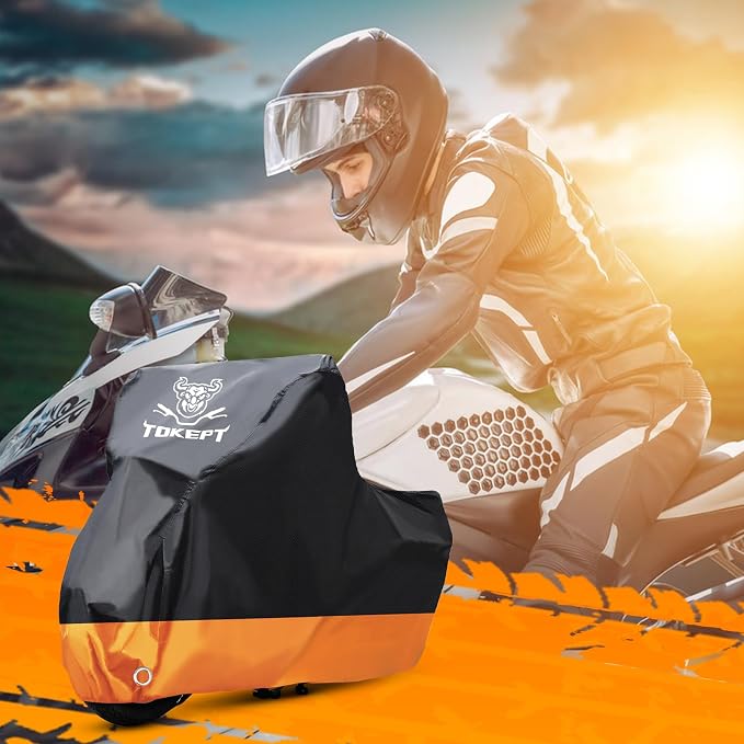 Motorcycle Cover, All-Season Waterproof Outdoor Sun Protection Fit up to 96 - Image 6