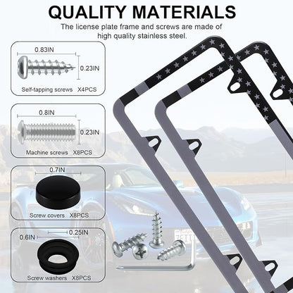 LivTee American Flag License Plate Frames, 4 Holes Stainless Steel License - Image 4