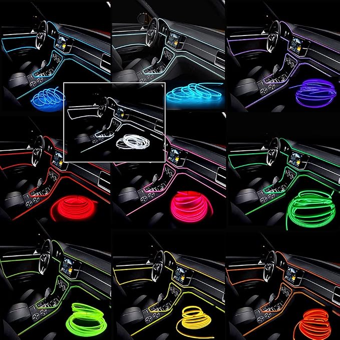 El Wire Green Interior Car LED Strip Lights, 5M Neon Wire USB 5V - Image 2