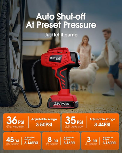 Digital Cordless Tire Inflator Portable Air Compressor Automatic 160PSI w/Gauge - Image 6