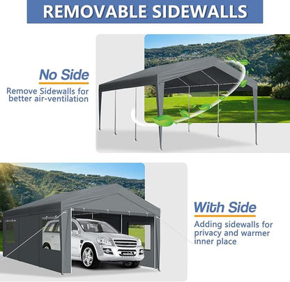 VINGLI 12x20 Carport Canopy Portable Garage - Image 8